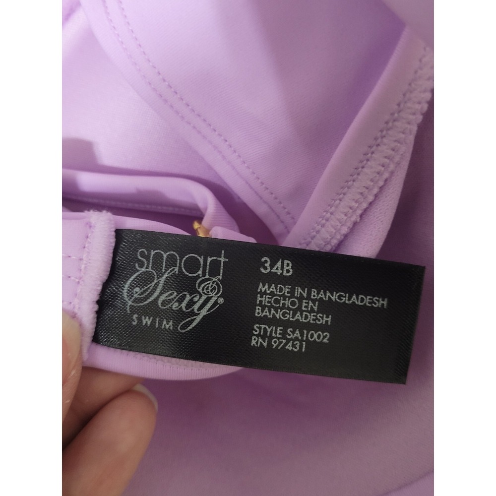 Smart & Sexy Swim Secret Convertible Push-up Bikini Top SA1002 Purple 34B NWT - Picture 7 of 8